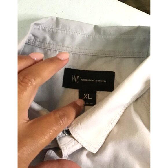 I.N.C.- MENS GRAY BUTTON-DOWN LONG SLEEVE 100% COTTON SHIRT SIZE X-LARGE - Picture 3 of 6